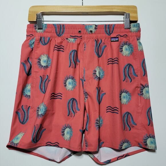 Patagonia Swim Shorts Mens Size XS Hydro Series Board Unlined Trunks AOP FIsh - Picture 1 of 11